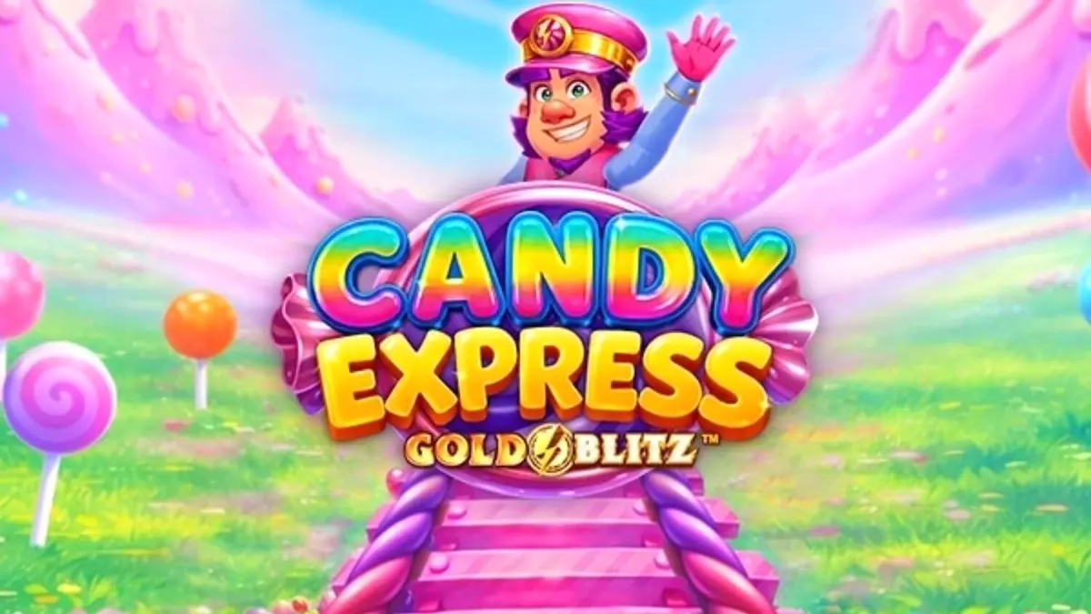 Tampilan visual ceria dari slot Candy Express Gold Blitz dengan tema kereta permen